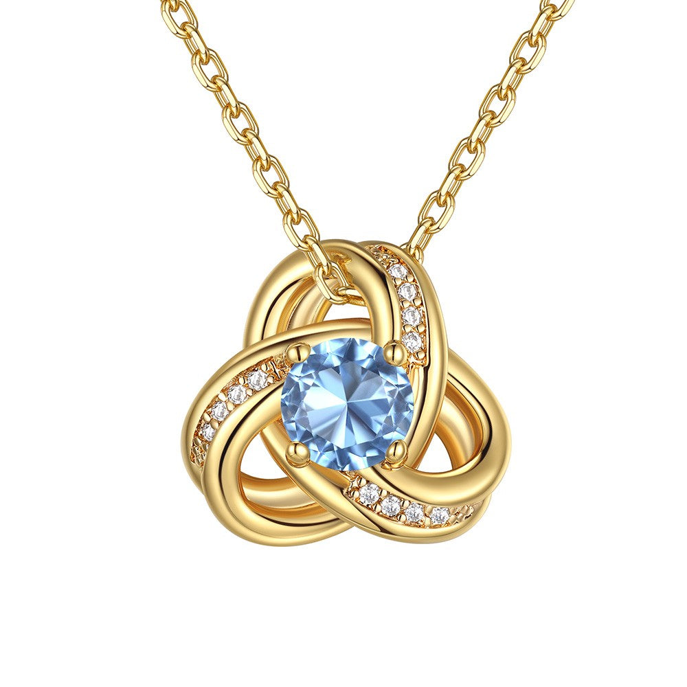 March Birthstone Love Knot Necklace