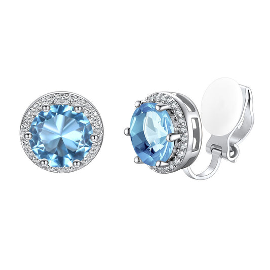 March Birthstone Non-Pierced Clip-on Earrings