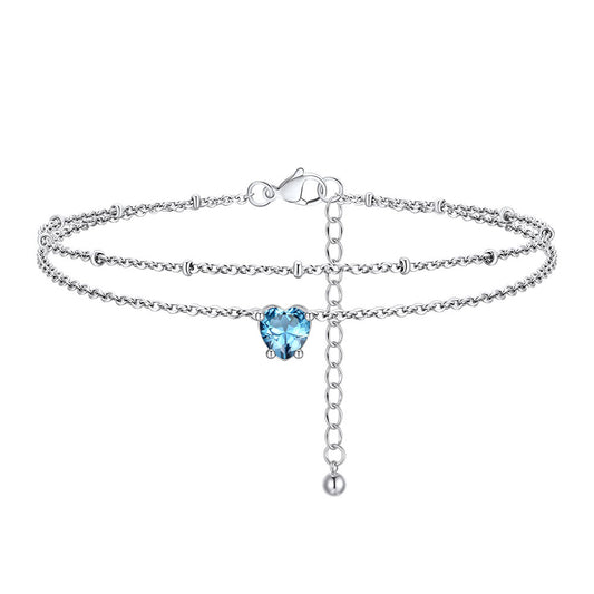 March Heart Birthstone Anklet FIA23770