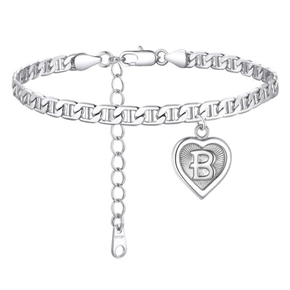 Mariner Chain Heart Initial Anklet for Women