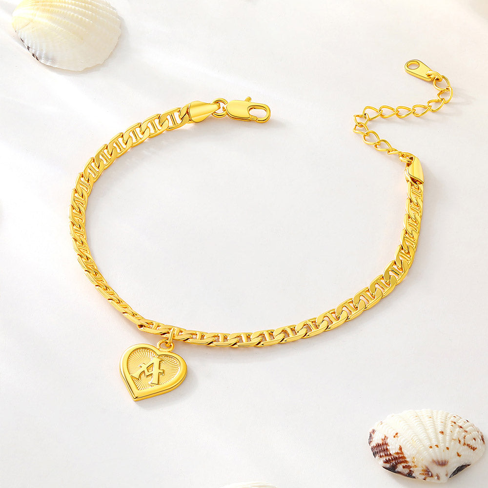 Personalized Initial Charm Mariner Chain Anklet – BIRTHSTONES