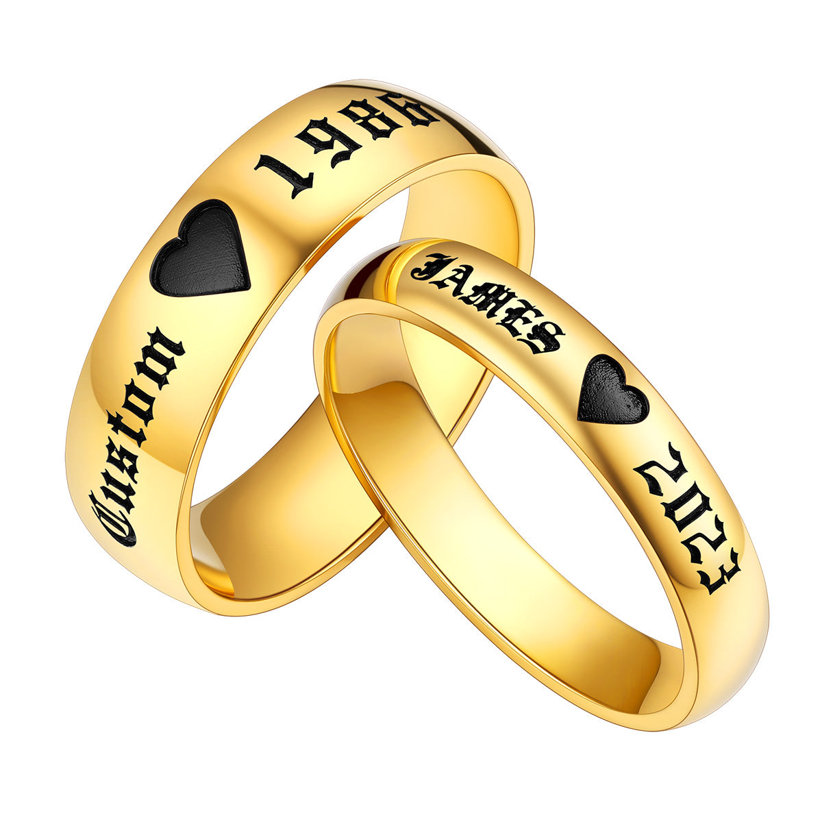 Youbella Black Gold-toned Couple Ring Set | Ybmyn49063