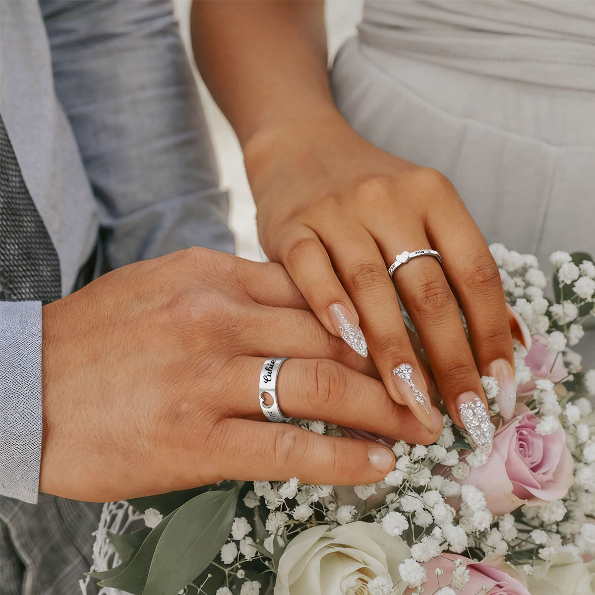 Matching Heart Promise Rings for Couple