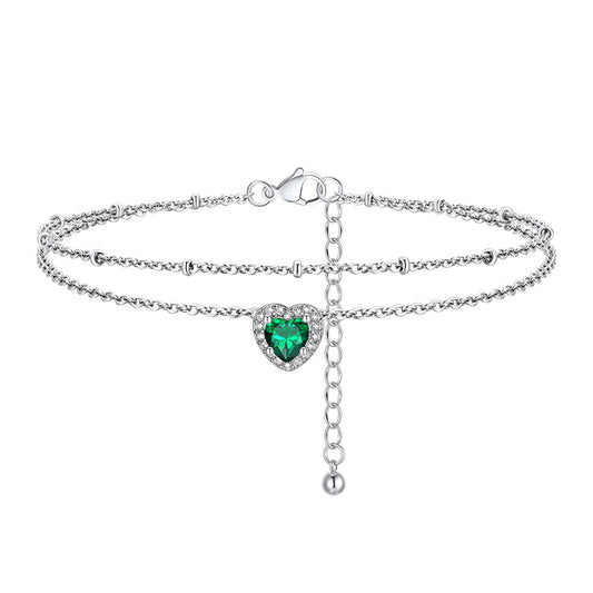 May Birthstone Anklet Double Layer FIA23769