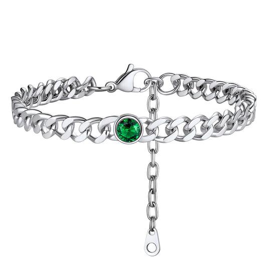 May Birthstone Anklet Silver PSA40044