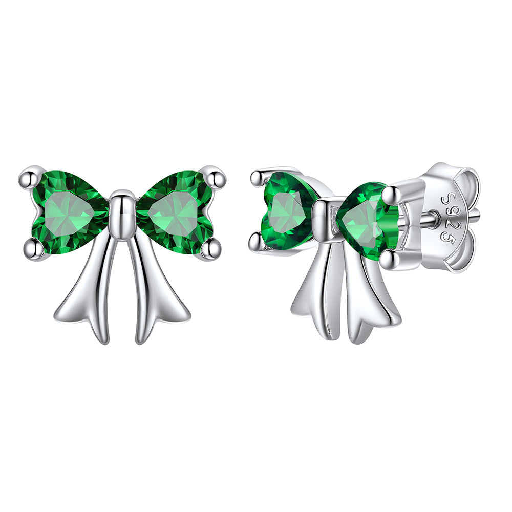 May Birthstone Bow Earrings
