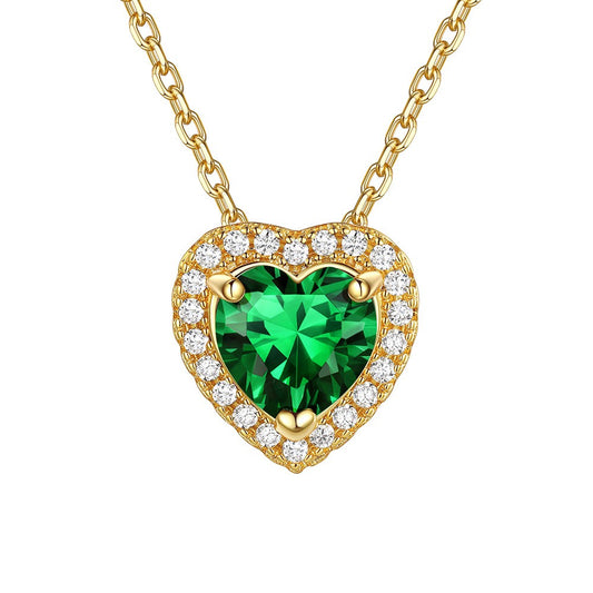 May Halo Heart Birthstone Necklace for Women