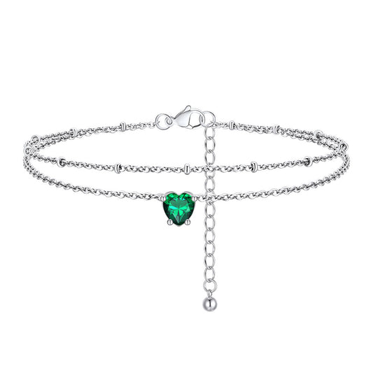 May Heart Birthstone Anklet FIA23770