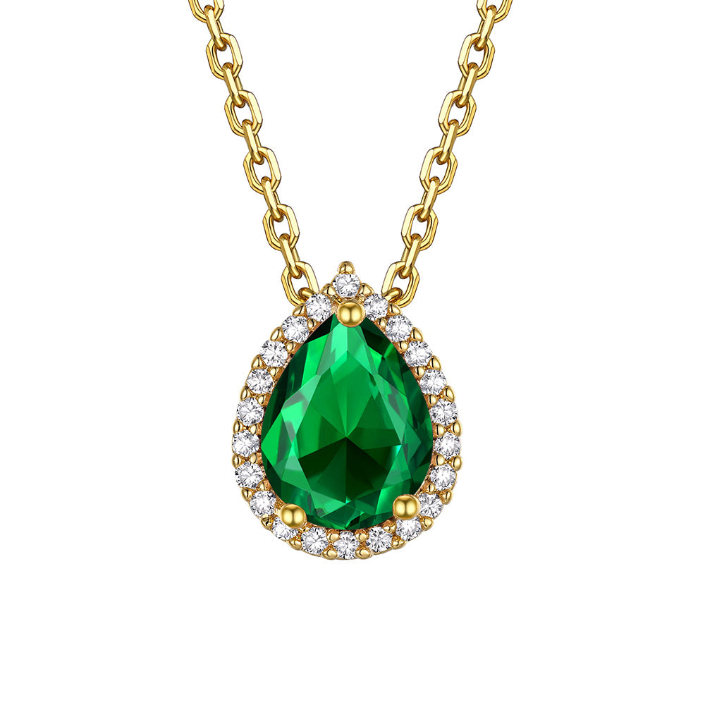 May Teardrop Birthstone Necklace Gold Plated