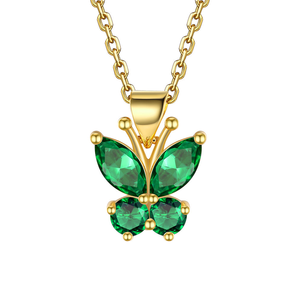 May birthstone butterfly necklace Gold Plated