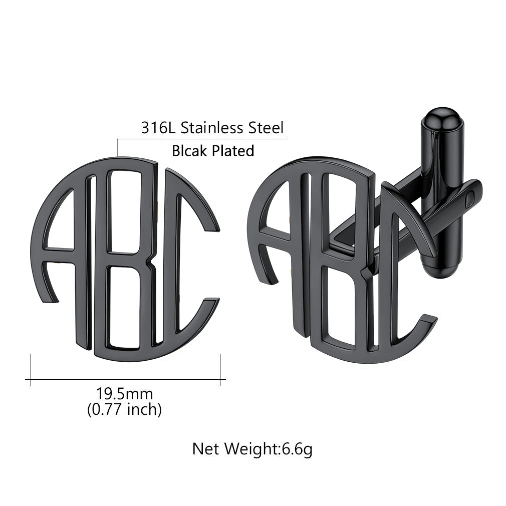 Mens Custom Initial Cufflinks Size