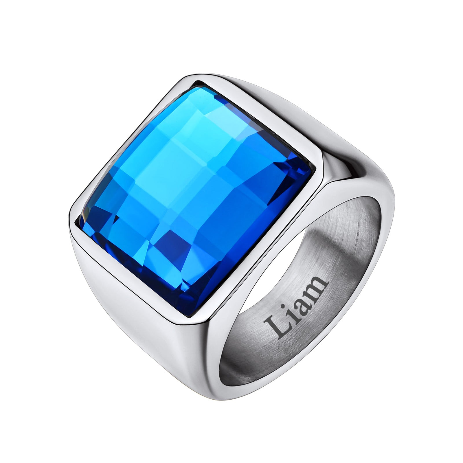 Mens Gemstone Birthstone Signet Band Ring