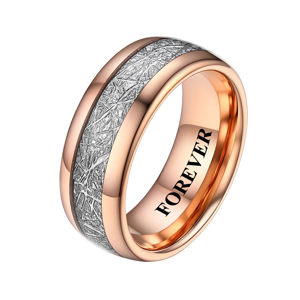 Meteorite Inlay Tungsten Carbide Promise Ring