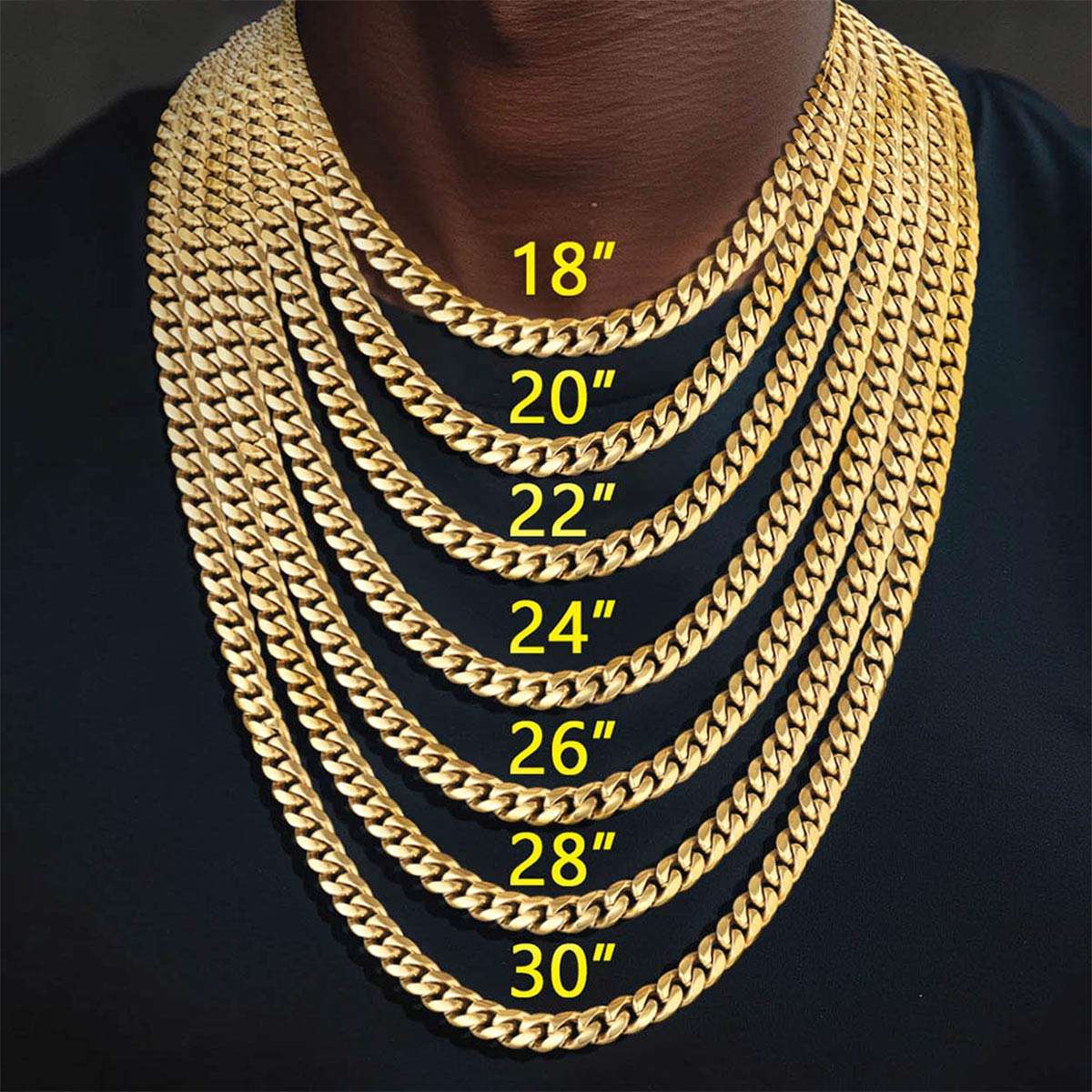  Miami Cuban Link Chain Necklace in different length
