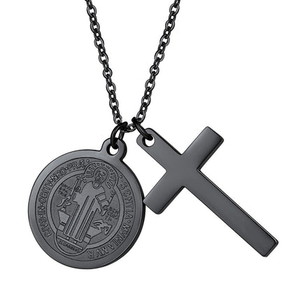 Miraculous Medal Virgin Mary Necklaces Black Plated