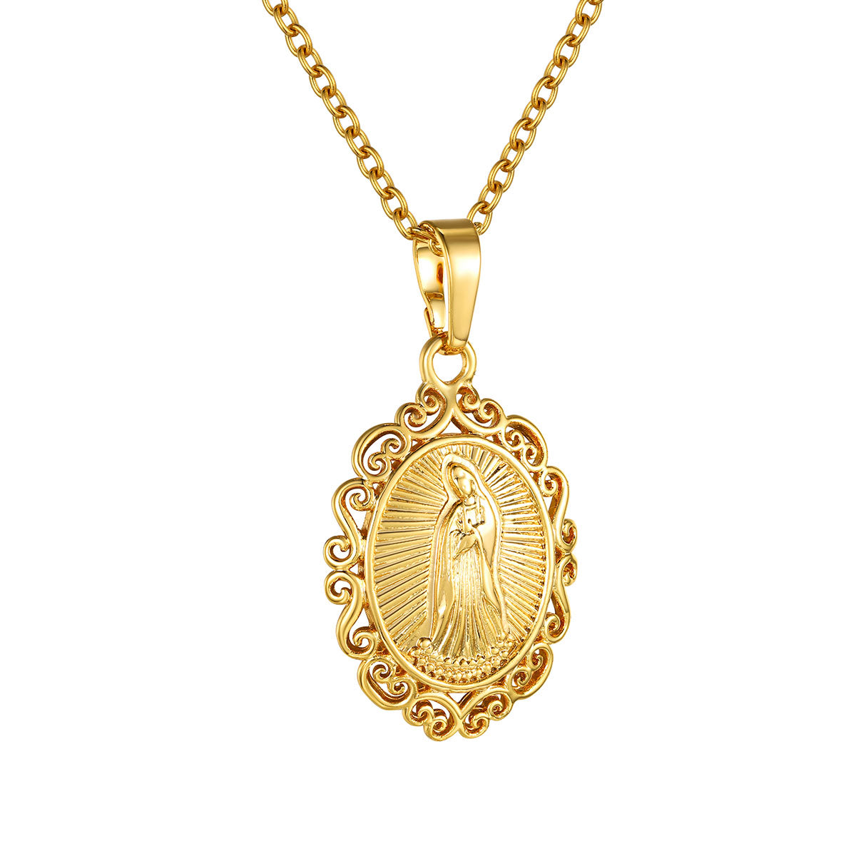 Miraculous Medal Virgin Mary Necklaces Gold Plated