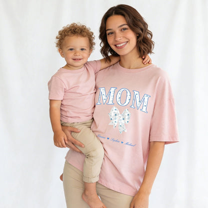 Mom Wearing Custom Bow T Shirt