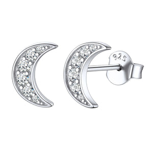 Moon Stud Earrings in 925 Sterling Silver