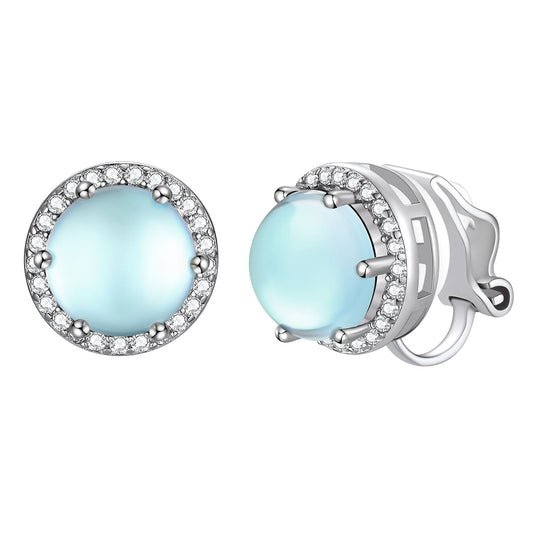Moonstone Non-Pierced Stud Earrings Clip-on Earrings in Stering Silver