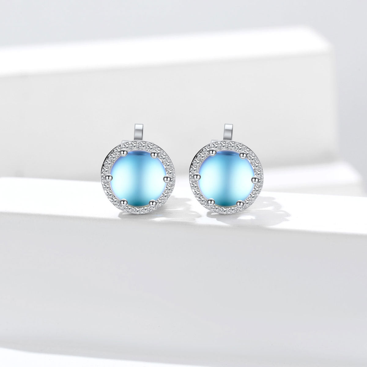 Moonstone Non-Pierced Stud Earrings for Women