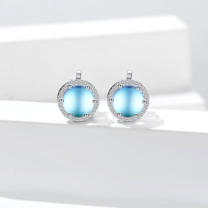 Moonstone Non-Pierced Stud Earrings for Women