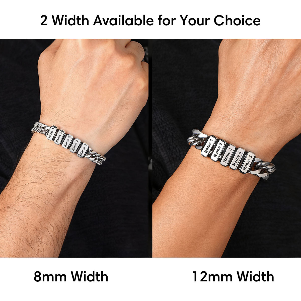 Multi Name Cuban Chain Bracelet in different width