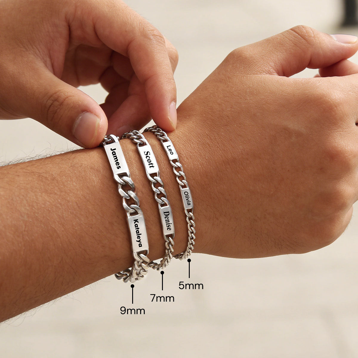 Multi Names Cuban Chain Bracelet in different width