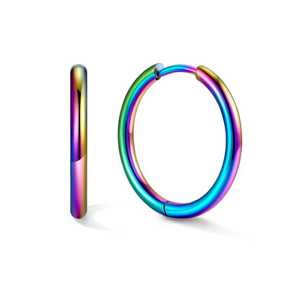 Multicolored hoop earrings on a white background 16mm