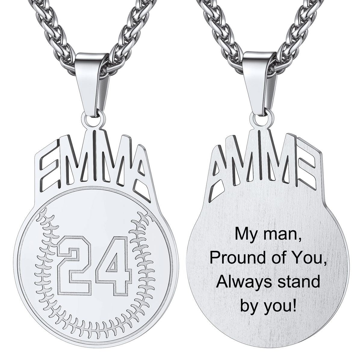 Name Ball Sport Necklaces with Jersey Number