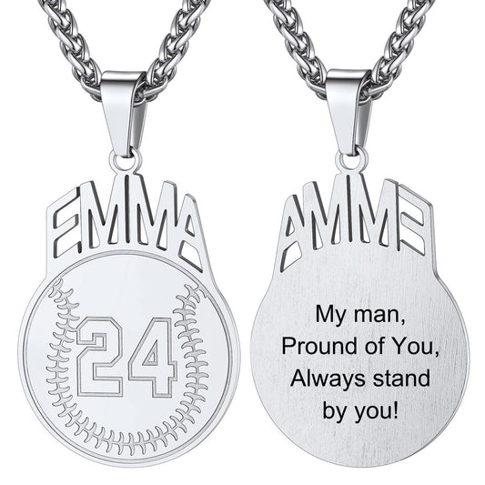 Name Ball Sport Necklaces with Jersey Number