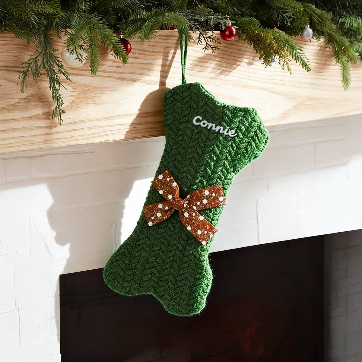 Name Bone Red Christmas Stockings with custom text