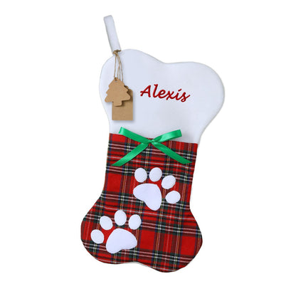 Name Bone Shape Grid Christmas Stockings 