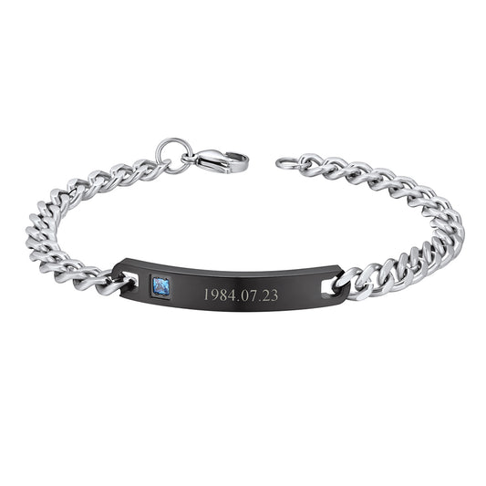 Name Engraving ID Bracelet Black