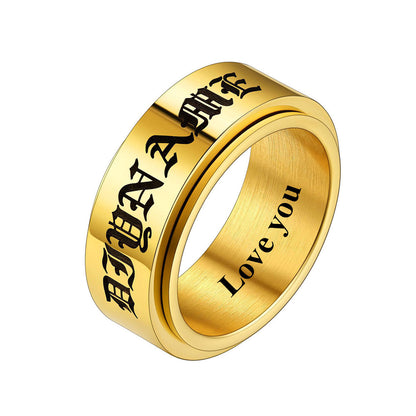 Name Fidget Spinner Promise Ring Gold Plated