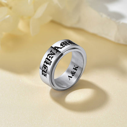 Name Fidget Spinner Promise Ring in Stainless Steel