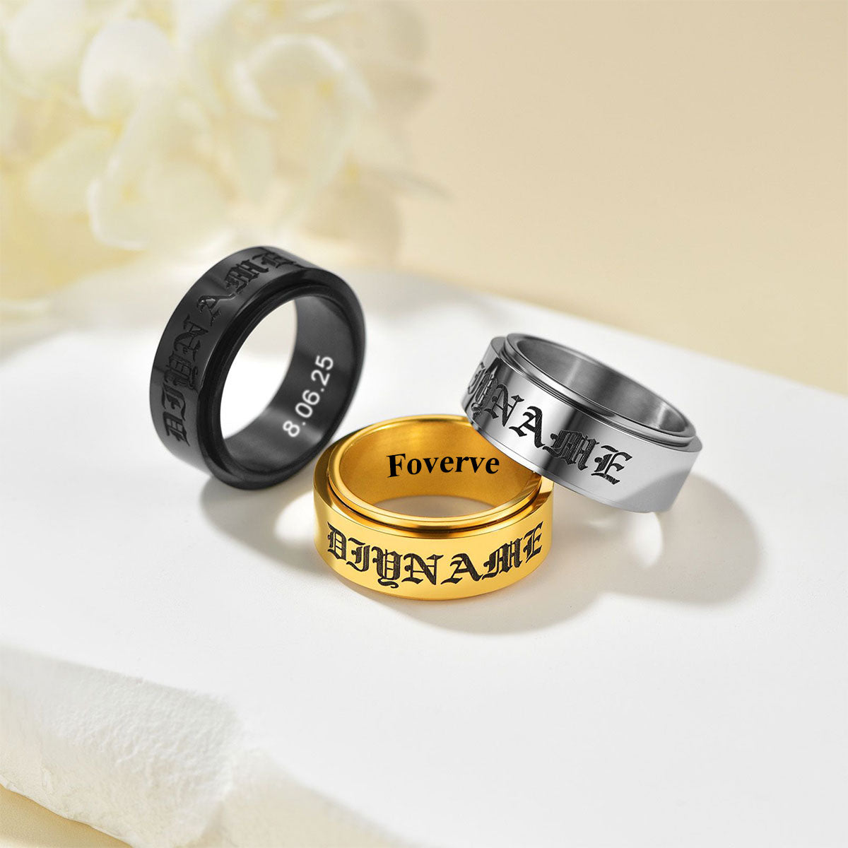 Name Fidget Spinner Promise Ring in different color