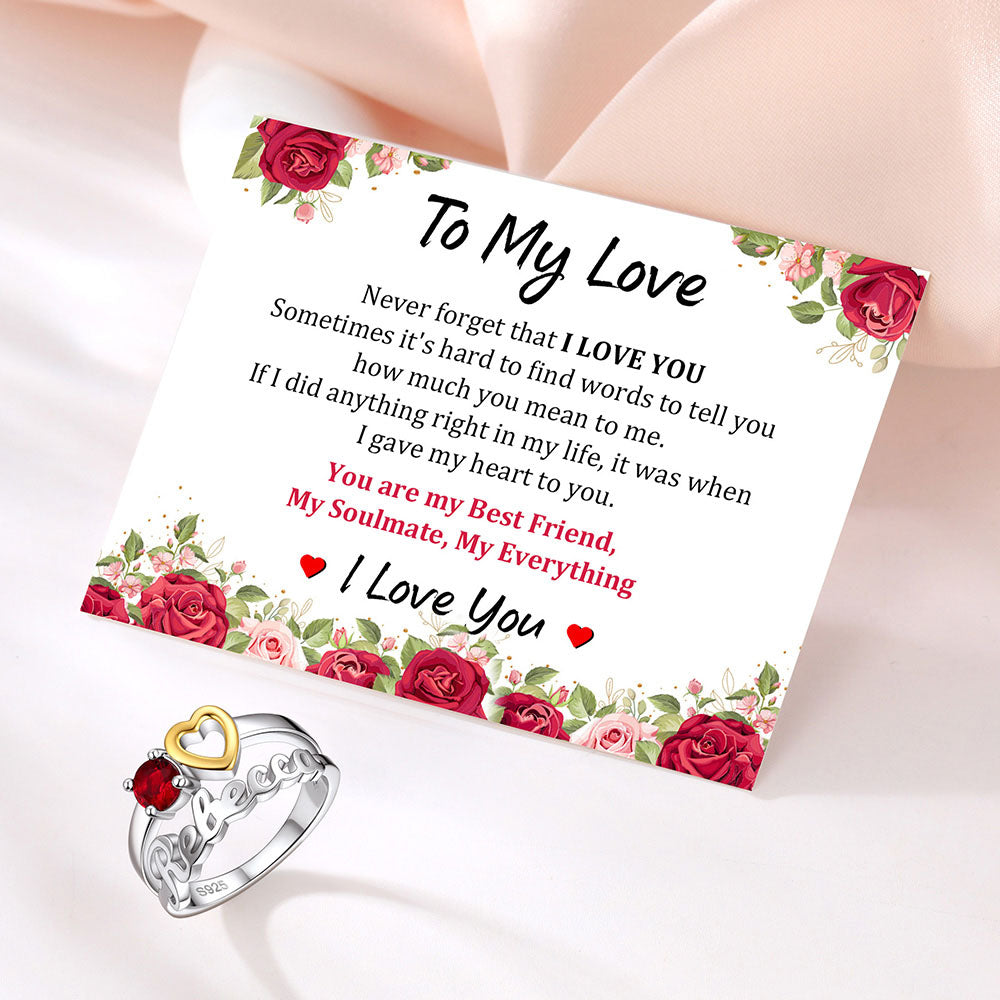 Name Heart Birthstone Ring