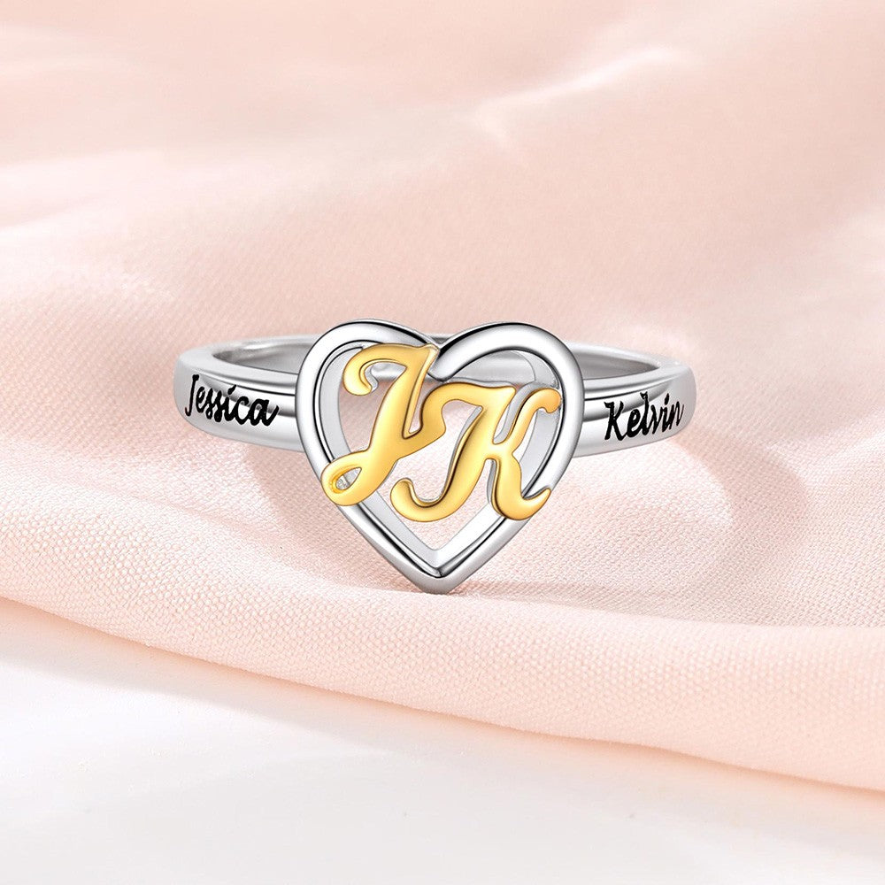 Name Initial Heart Ring for Women