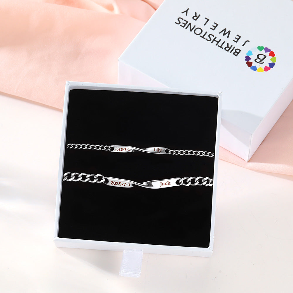 Name Mobius Matching Bracelets Gift Box