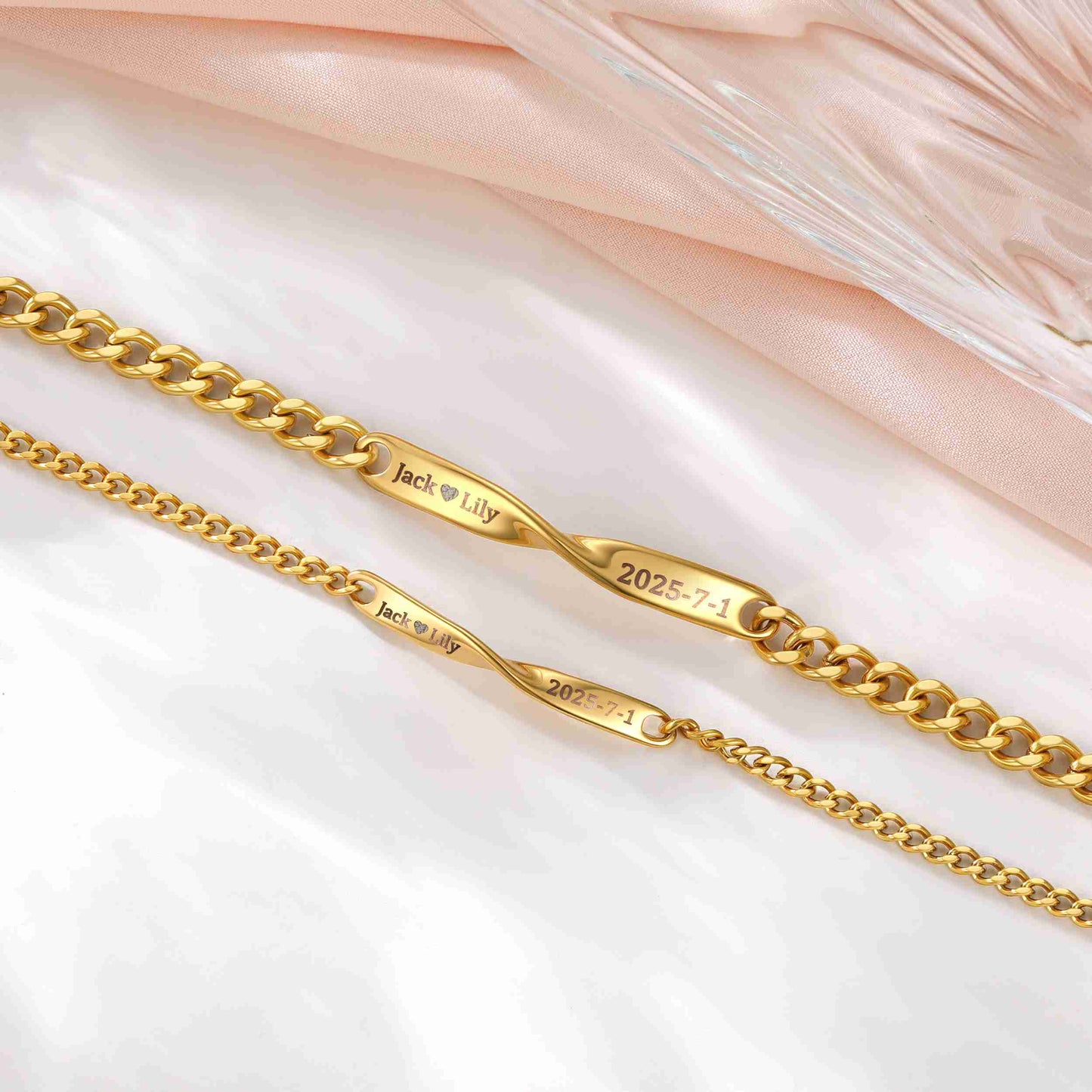 Name Mobius Matching Bracelets Gold Plated