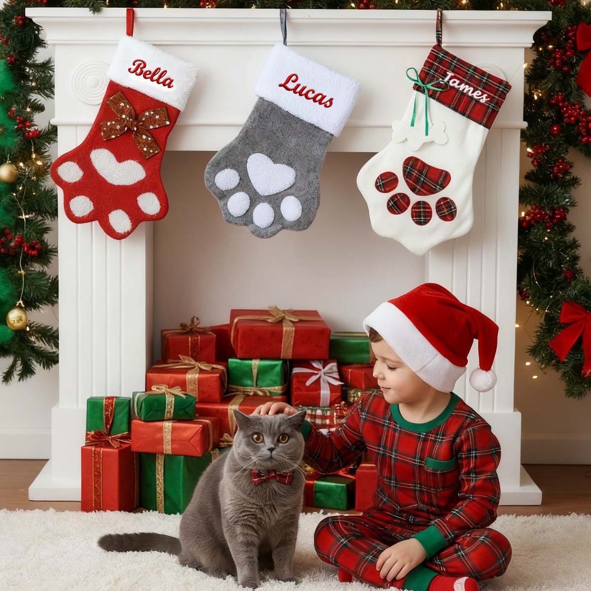 Name Paw Shape Christmas Stockings for pet