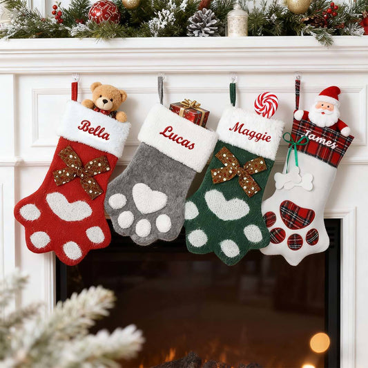 Name Paw Shape Christmas Stockings in different style