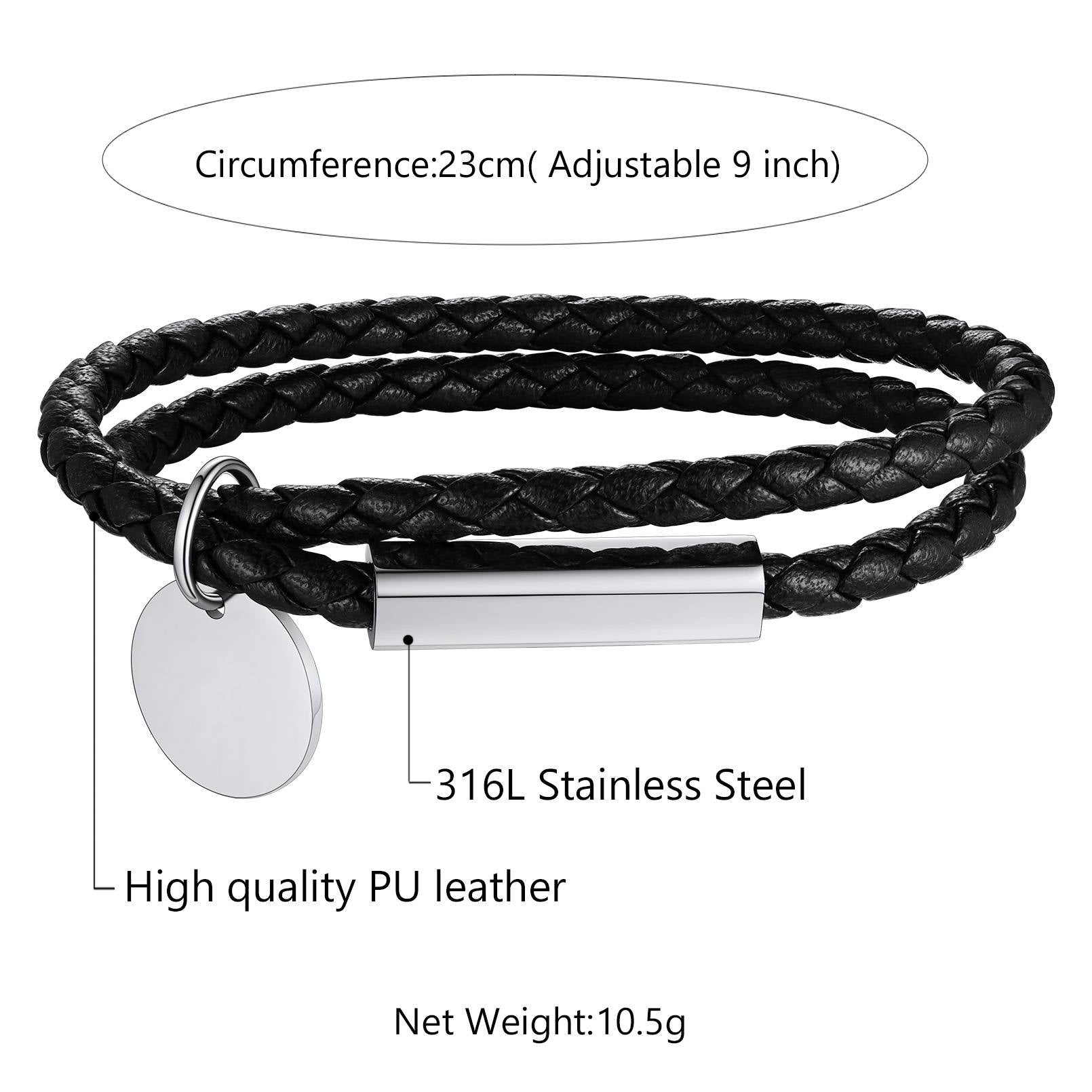 Name Plate Leather Bracelet Dimension, Solid, Durable