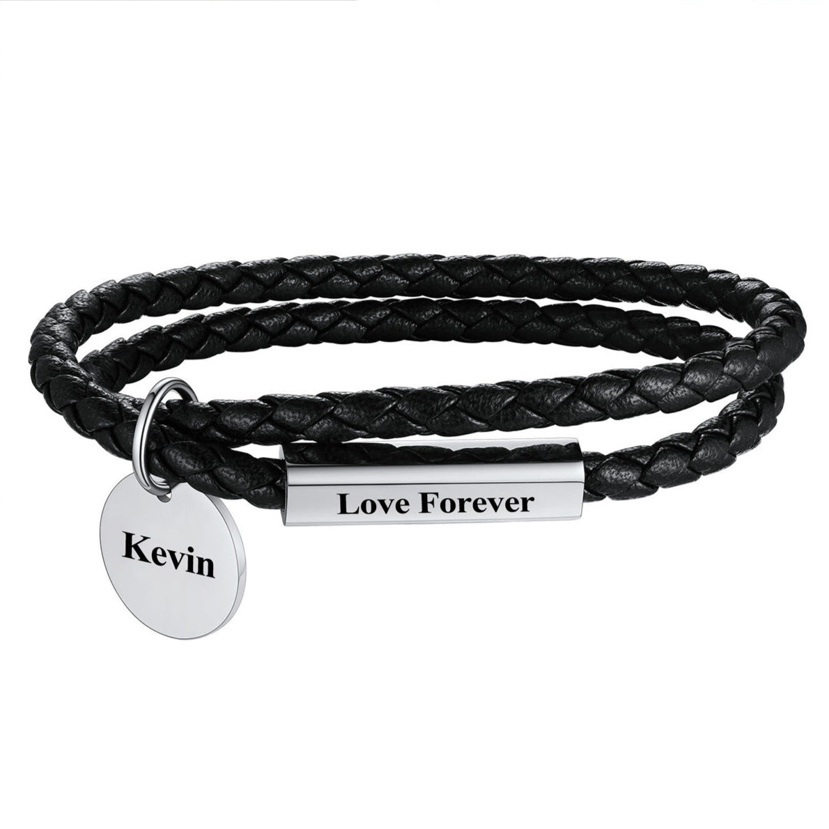 Name Plate Leather Bracelet for Women Men