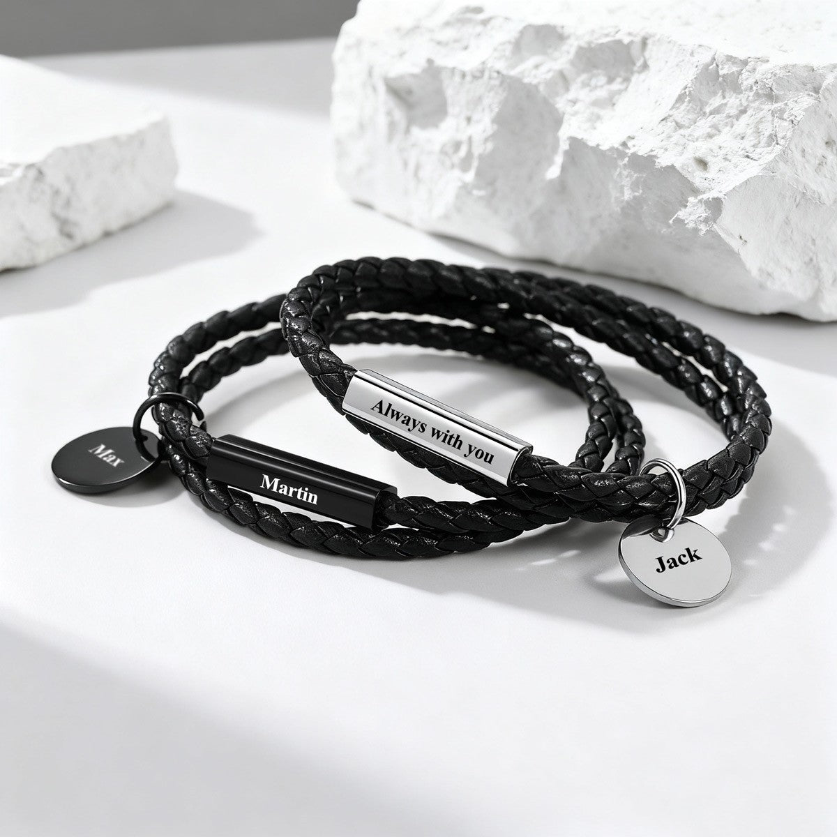 Name Plate Leather Bracelet in different color