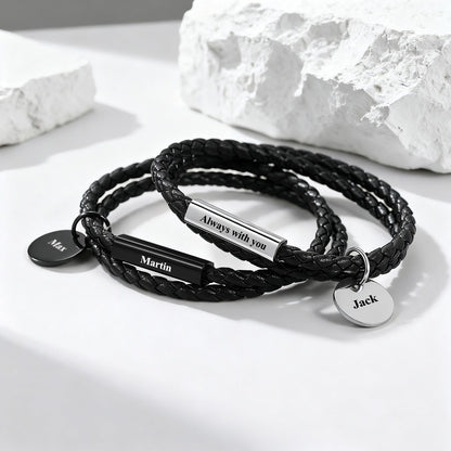 Name Plate Leather Bracelet in different color