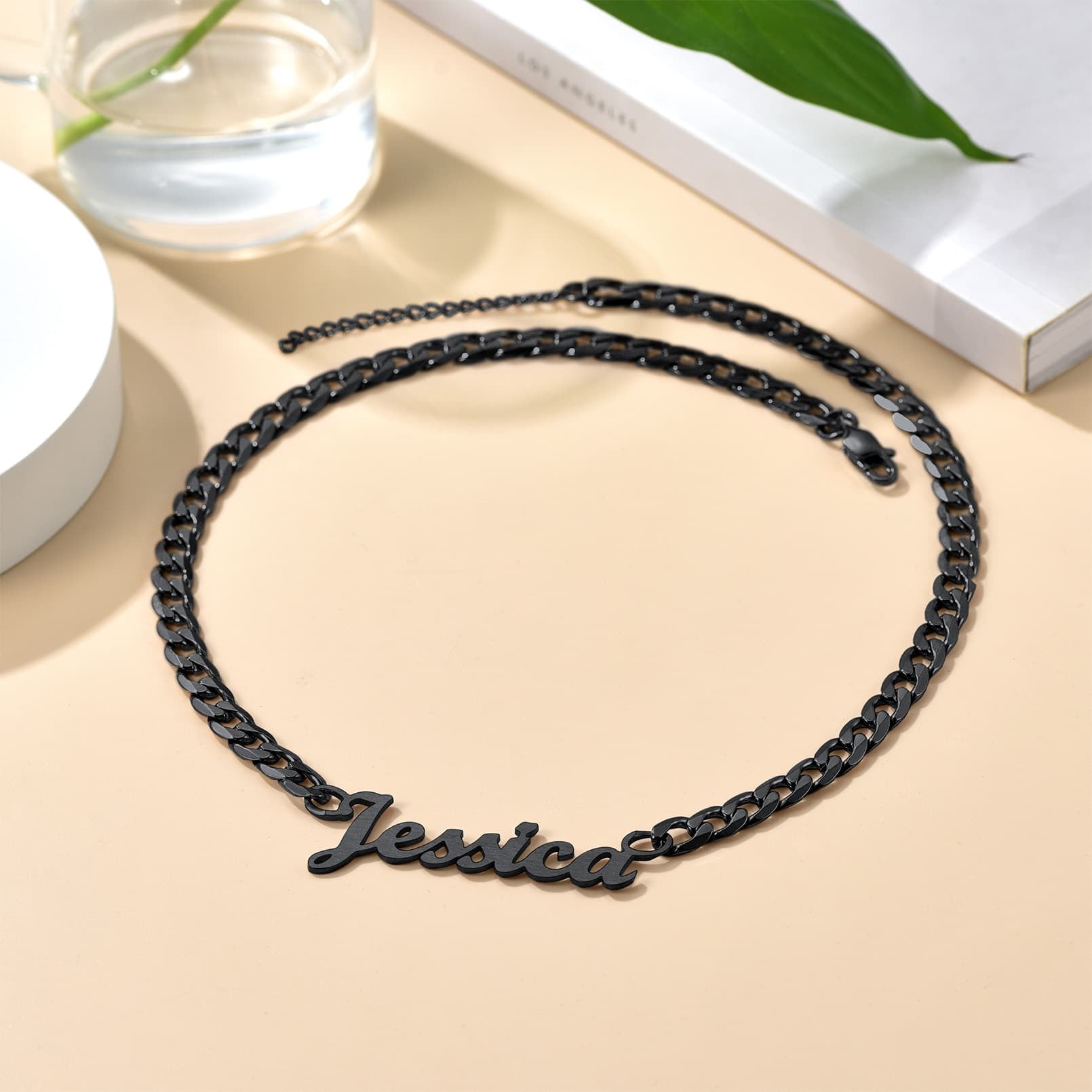 Nameplate Choker with Curb Chains