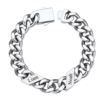 Names Cuban Chain Bracelet 12mm 2 Names