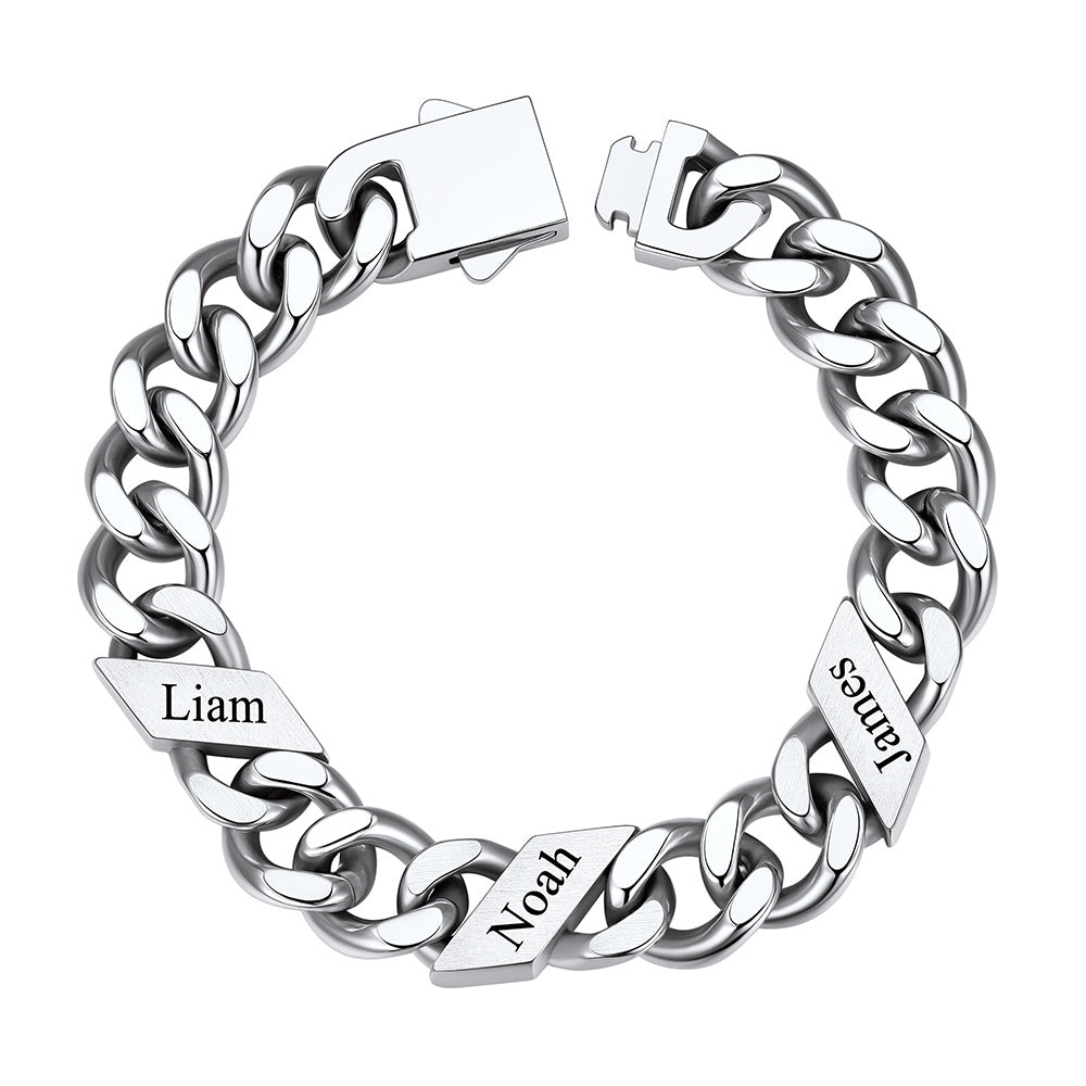 Names Cuban Chain Bracelet 12mm 3 Names