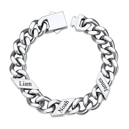 Names Cuban Chain Bracelet 12mm 3 Names